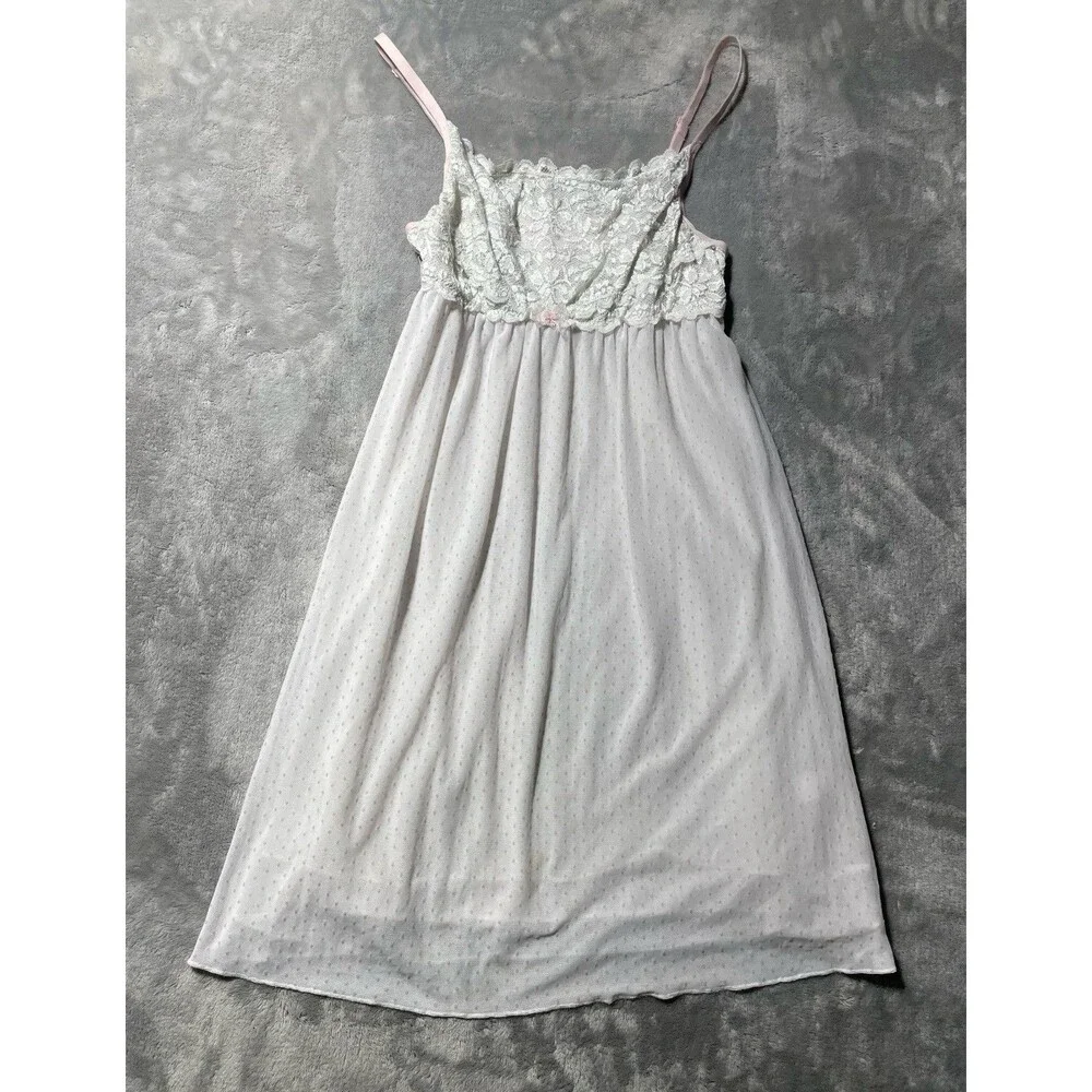Rosegate 2016 Babydoll Nighty Lingerie Pink Polka Dots Bow Lace Size Small